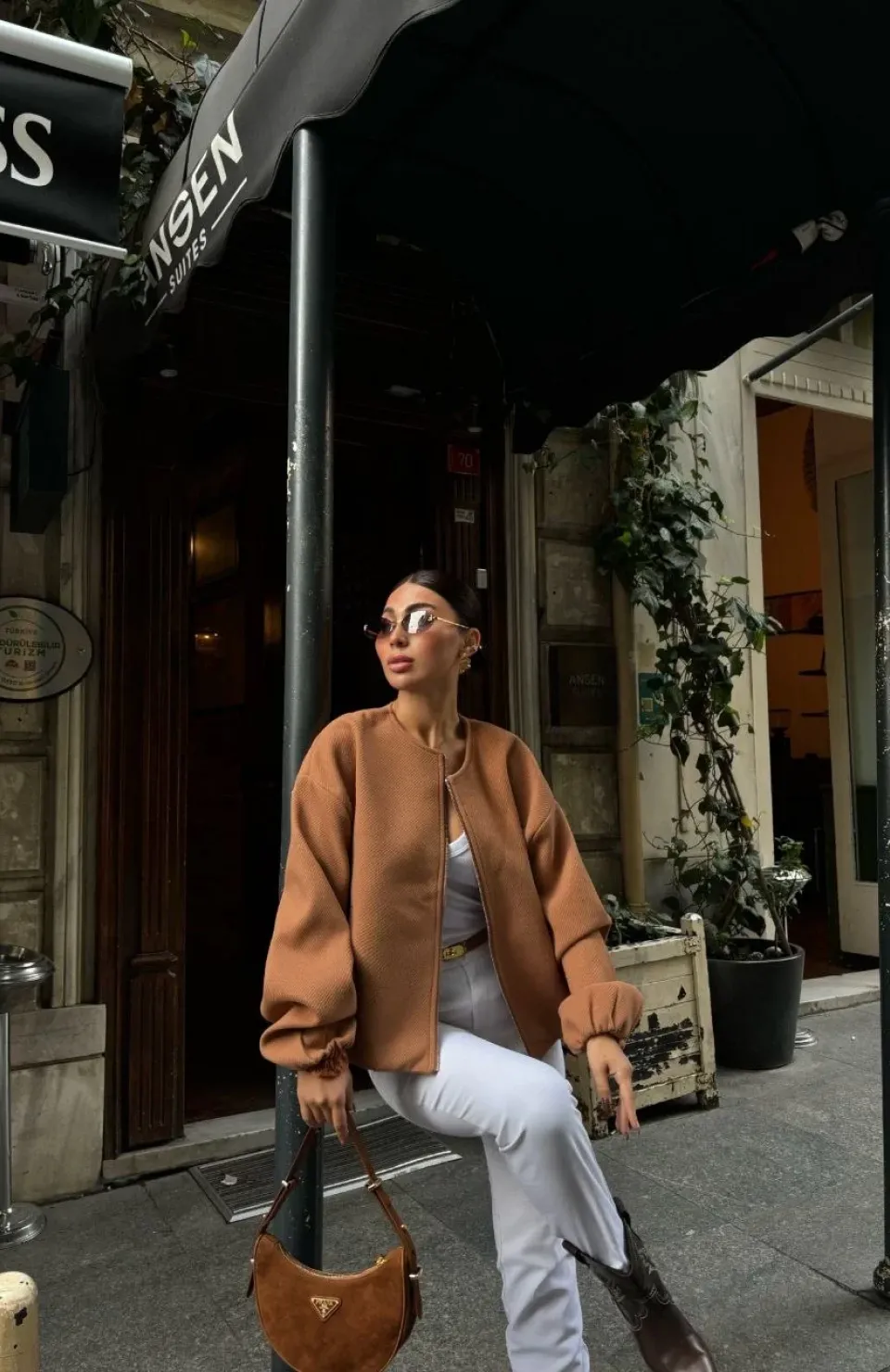 Kaşe Kaşmir Fermuarlı CEKET - Kahve