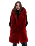 Kadın Reks Kapüşonlu Yelek - Kırmızı