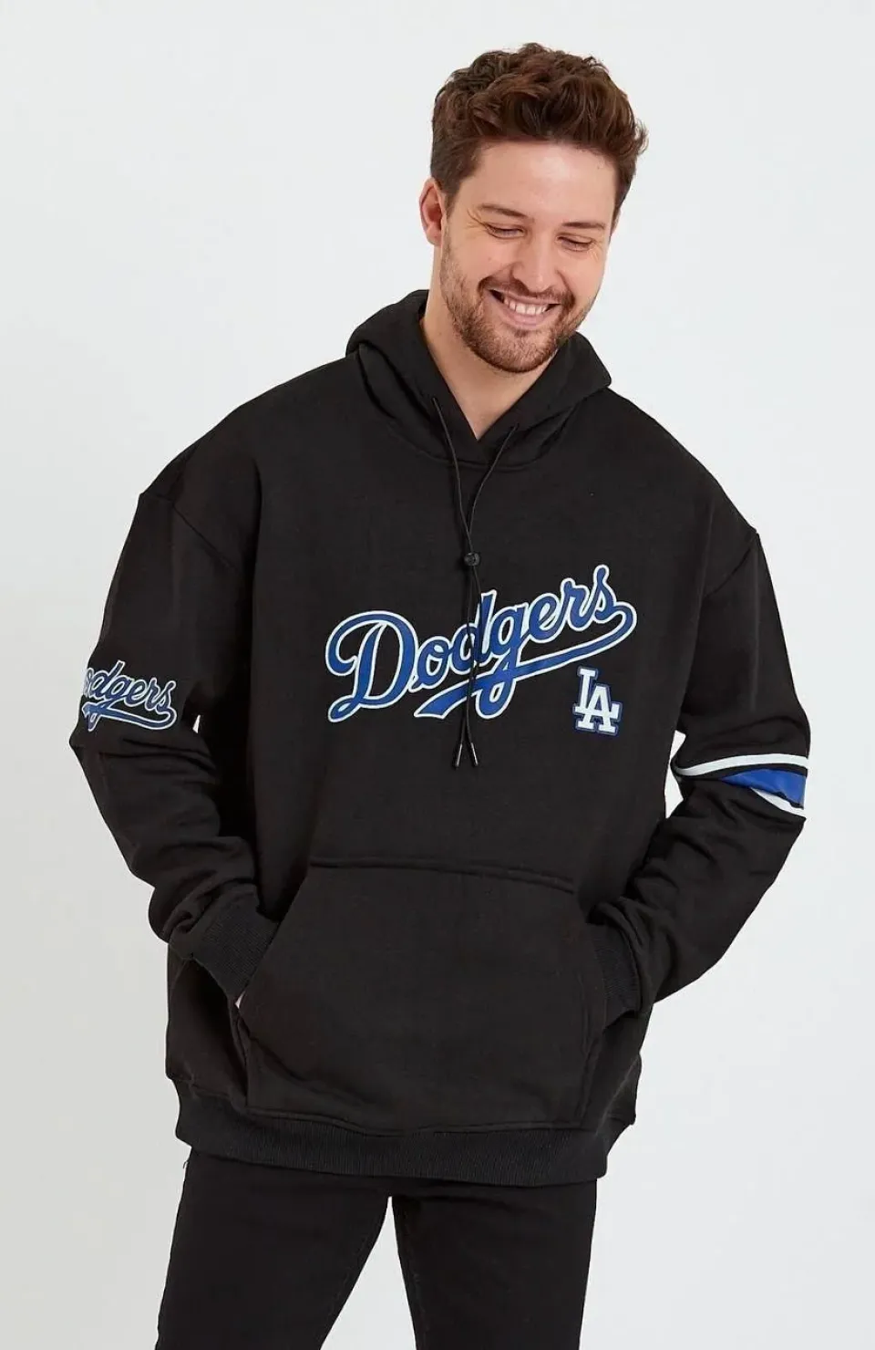 Erkek Baskılı Kapşonlu Üç iplik Oversize Sweatshirt - Siyah Somersan Giyim | Kadın, Erkek ve Çocuk Moda