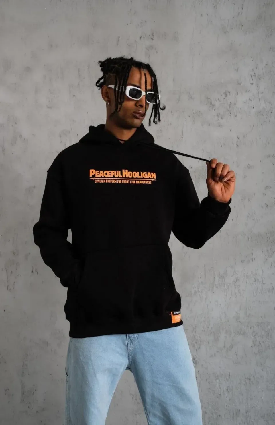 Erkek Armalı Baskılı Kapüşonlu Sweatshirt - Siyah Somersan Giyim | Kadın, Erkek ve Çocuk Moda