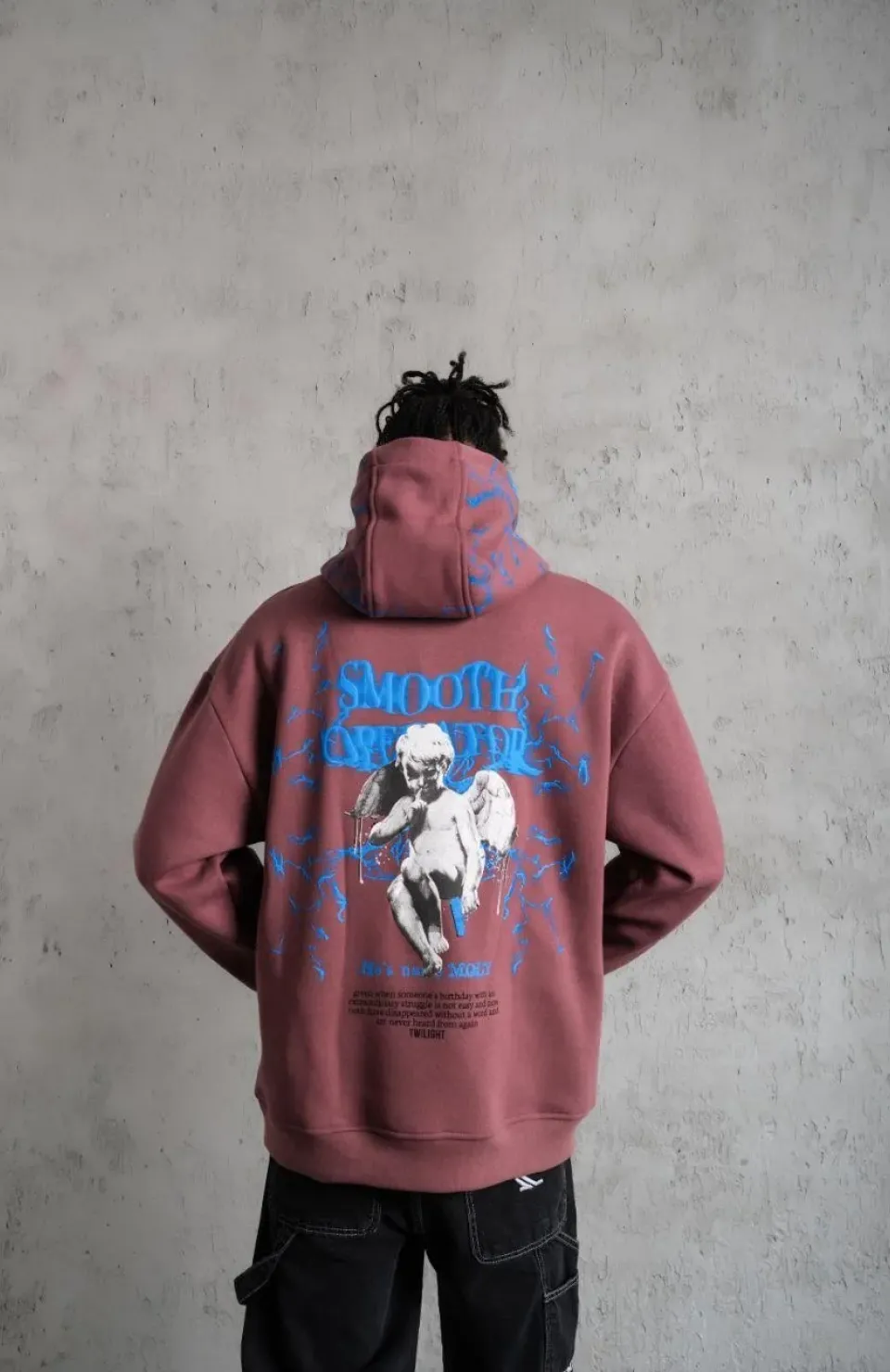 Erkek Yıldırım Baskılı Kapşonlu Sweat - Gül Kurusu Somersan Giyim | Kadın, Erkek ve Çocuk Moda