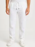 Erkek Keten Pantolon – Cepli, Beli Lastikli ve Bağcıklı, Nefes Alan Rahat Kalıp, Yazlık ve Baharlık Günlük Giyim, Şık & Konforlu Boru Paça Model - Beyaz