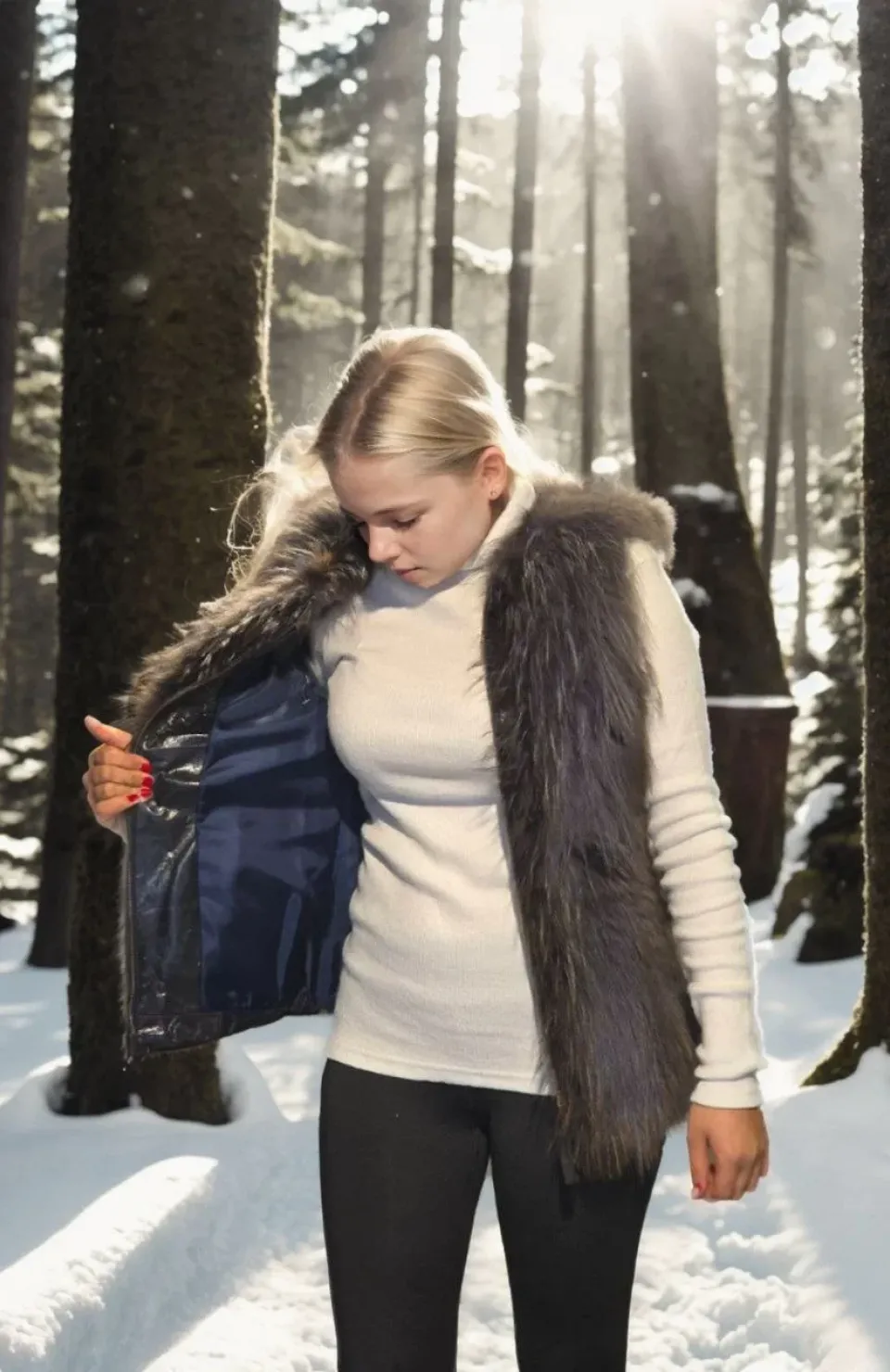 Kadın Kolsuz Fermuarlı Yelek - Siyah