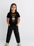 Kız Labubu Çocuk Baskılı T-Shirt - Siyah