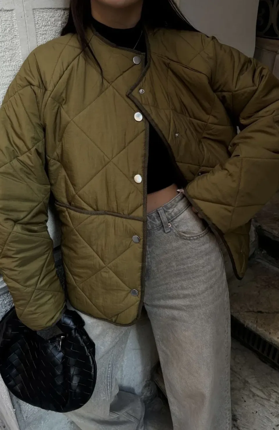 Cıt Cıt Detaylı Çepli Ceket Mont- Kahve