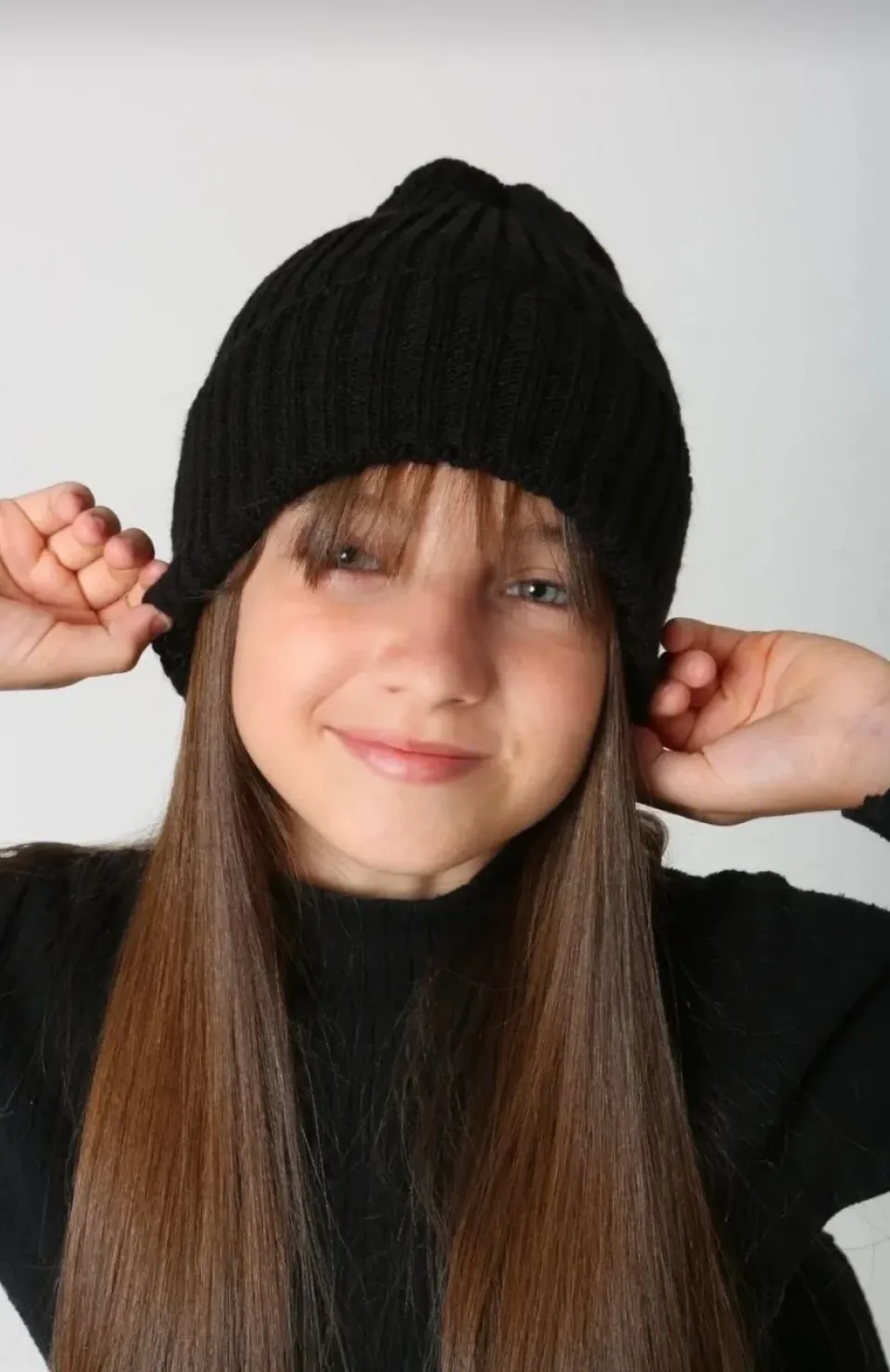 Çocuk Dokuma Triko Bere - Siyah Somersan Giyim | Kadın, Erkek ve Çocuk Moda