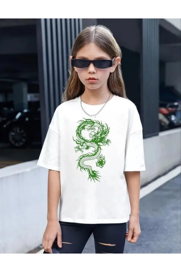 Çocuk Unisex Baskılı T-Shirt - Beyaz