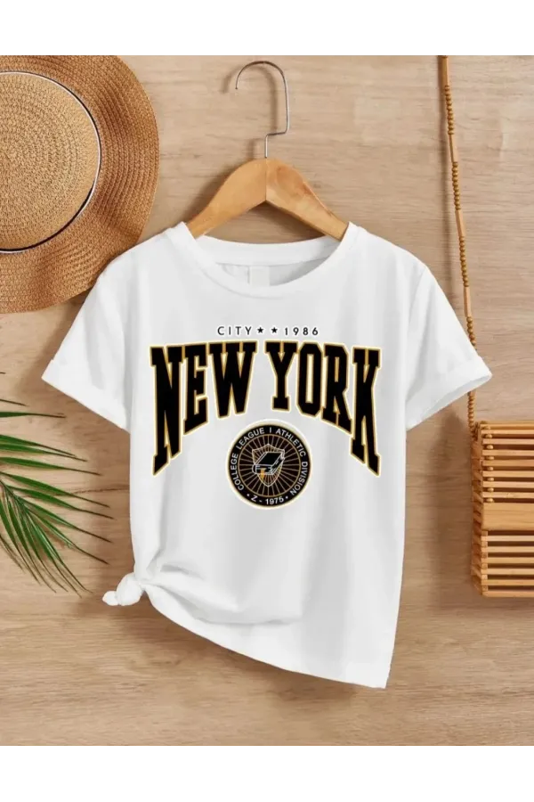 Çocuk Unisex Baskılı T-Shirt - Beyaz