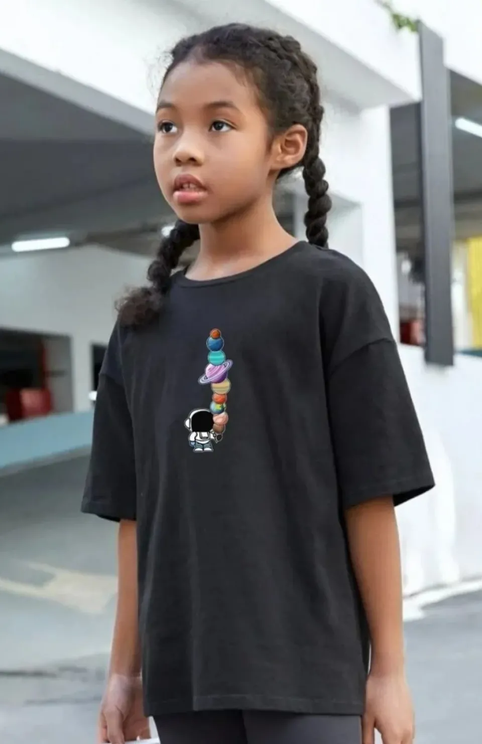 Çocuk Unisex Baskılı T-Shirt - Siyah