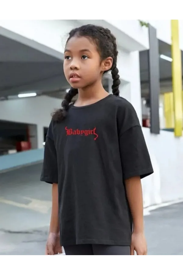 Çocuk Unisex Baskılı T-Shirt - Siyah