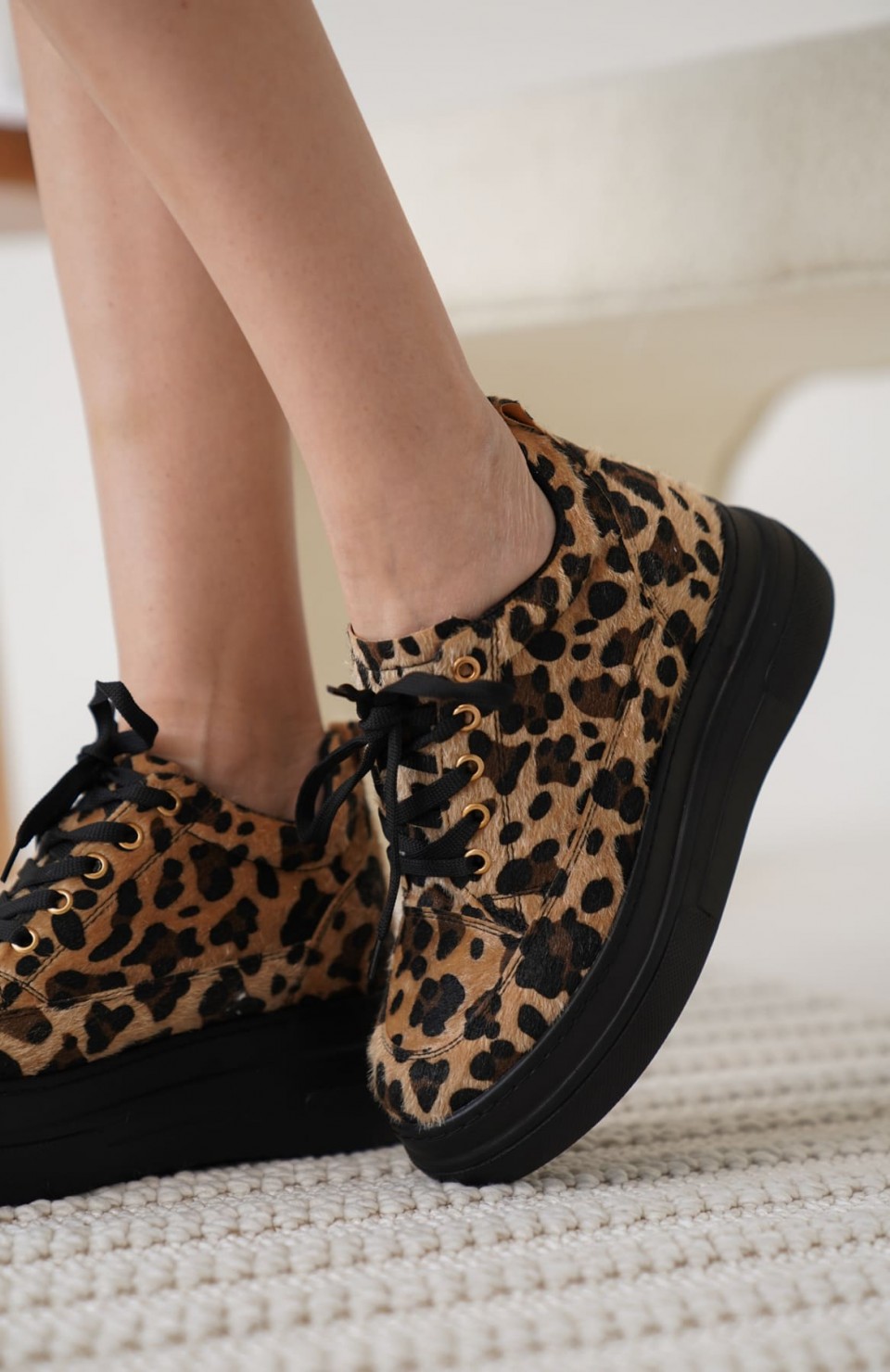 Kadın Gizli Topuk Siyah Taban Leopar Spor Ayakkabı TR10MS01K Somersan Giyim | Kadın, Erkek ve Çocuk Moda
