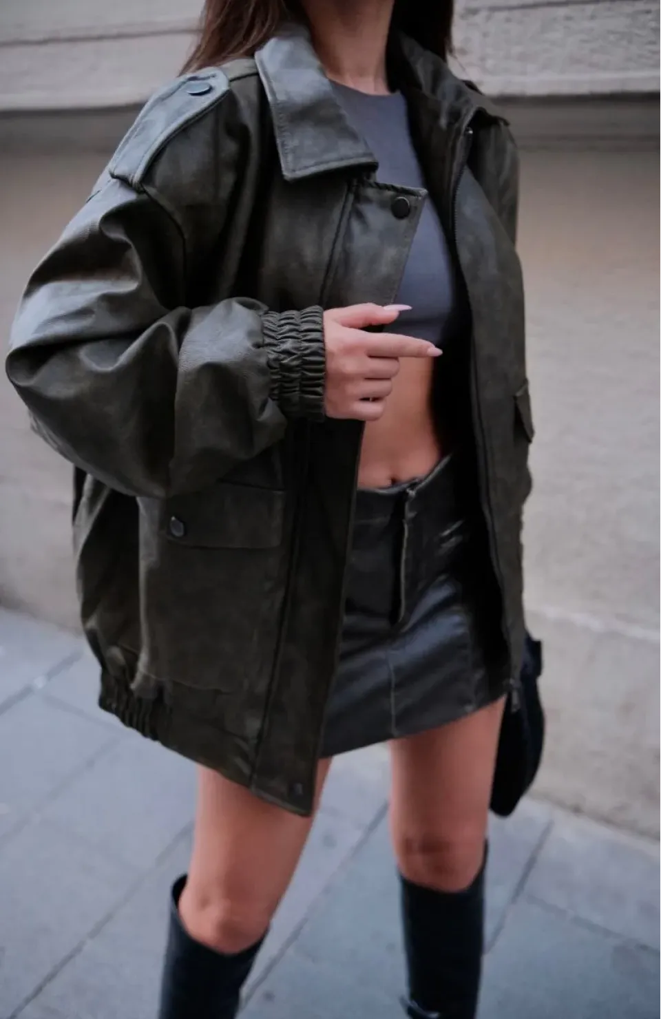 Suni Deri Pilot Ceket