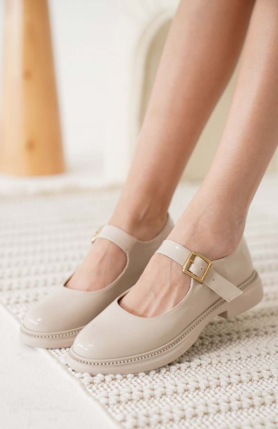 Bej Rugan Toka Detaylı Mary Jane Ayakkabı TR09MS01B Somersan Giyim | Kadın, Erkek ve Çocuk Moda