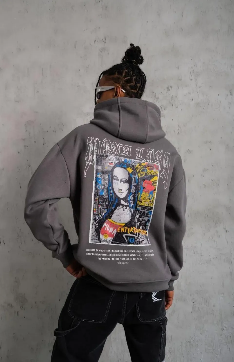 Erkek Baskılı Kapüşonlu ve Kanguru Cepli Sweat- Gri Somersan Giyim | Kadın, Erkek ve Çocuk Moda