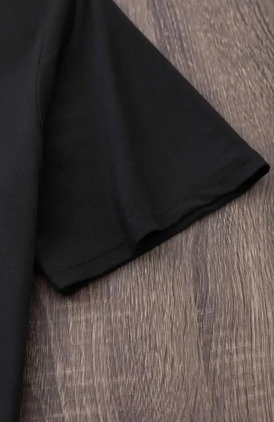 20/1 Penye Compack Baskılı Oversize Bisiklet Yaka Kısa Kol Yazlık T-shirt - Siyah