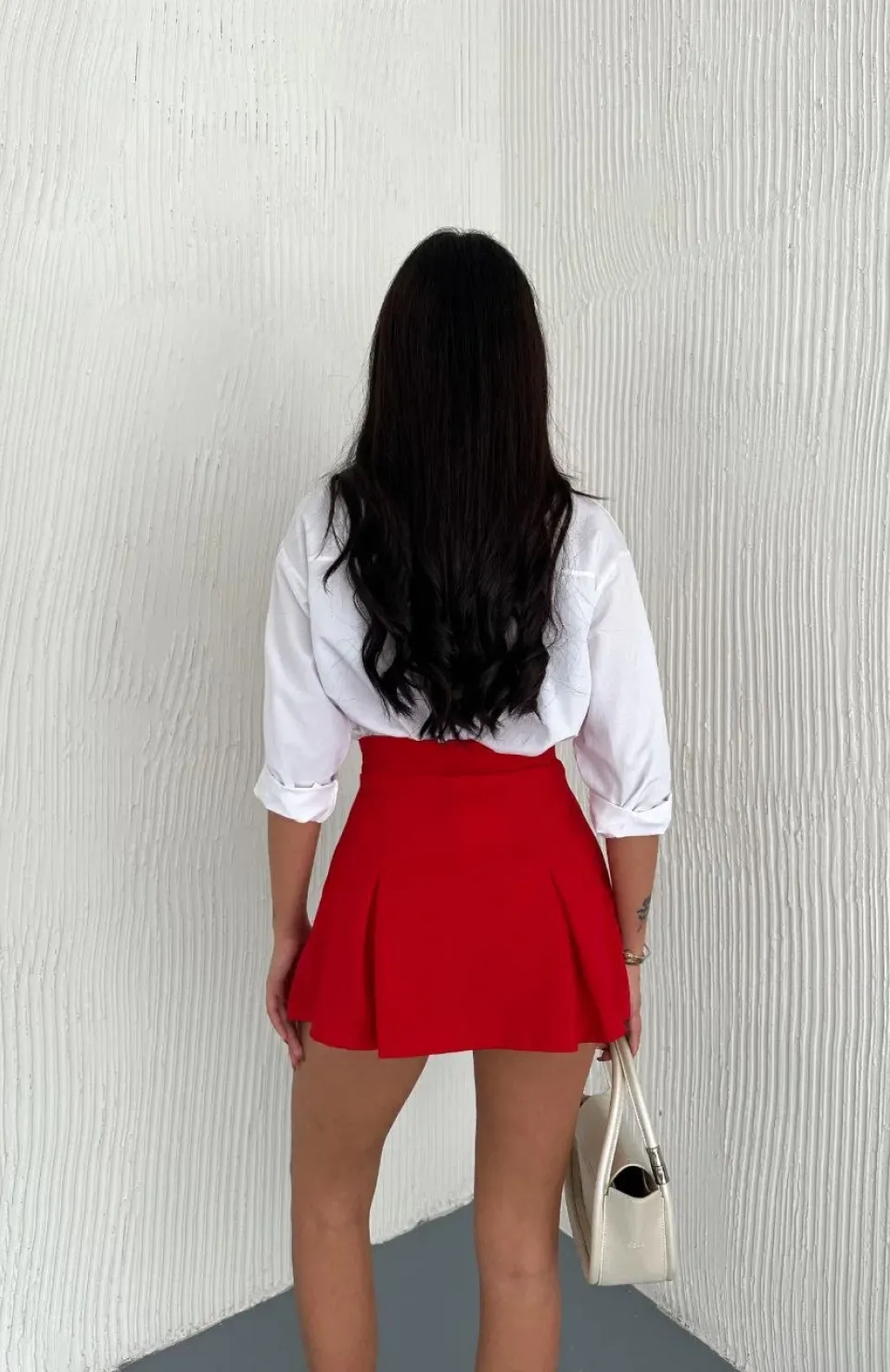 Kadın Şortlu Etek - Kırmızı