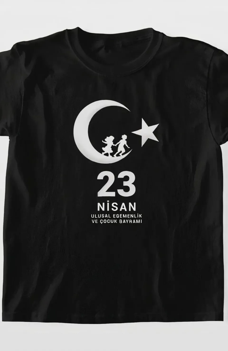 23 Nisan Çocuk Bayramı Baskılı Özel T-shirt - Siyah