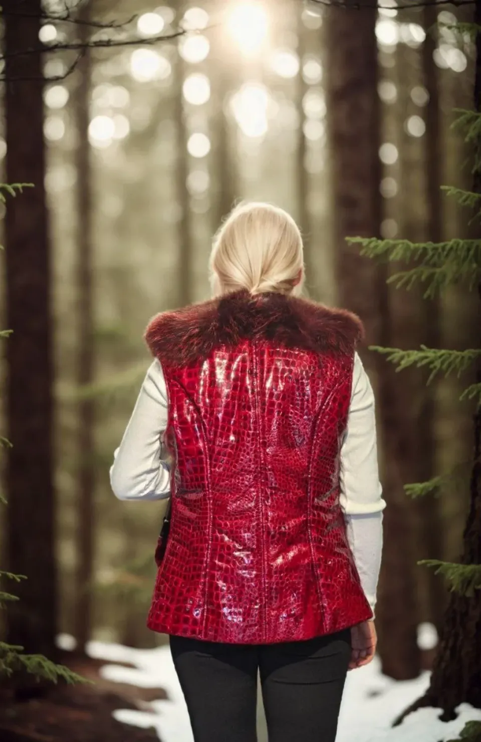 Kadın Kolsuz Fermuarlı Yelek - Kırmızı