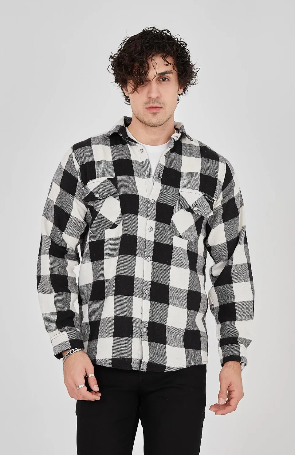 Erkek Oduncu Gömlek – Uzun Kollu, Şardonlu Kumaş, Kareli Desen, Regular Fit, Manşetli, Çift Cepli, Rahat Günlük Bahar & Kış Stil - Siyah Somersan Giyim | Kadın, Erkek ve Çocuk Moda