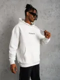 Erkek Astronot Baskılı Kapüşonlu Sweat - Beyaz