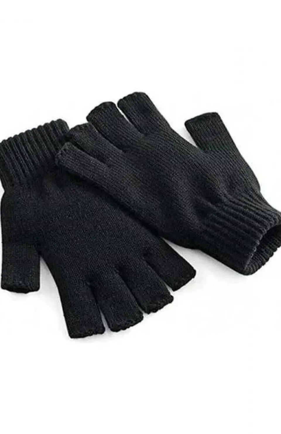 Erkek Kısa Parmaksız Triko Eldiven - Siyah