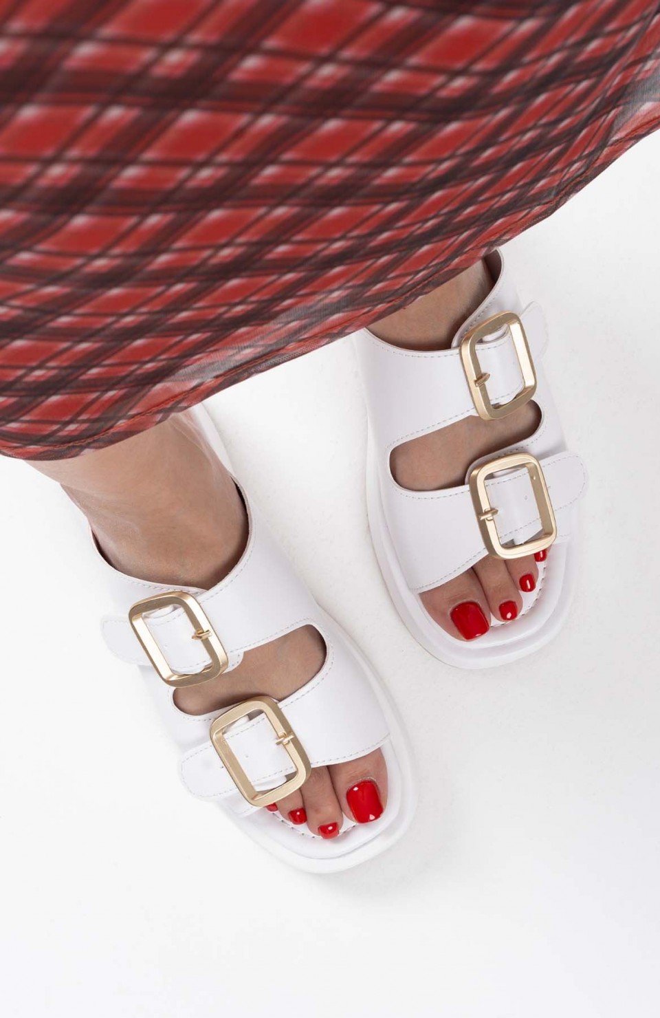 Beyaz Cilt Tokalı Terlik TR17MY01B Somersan Giyim | Kadın, Erkek ve Çocuk Moda