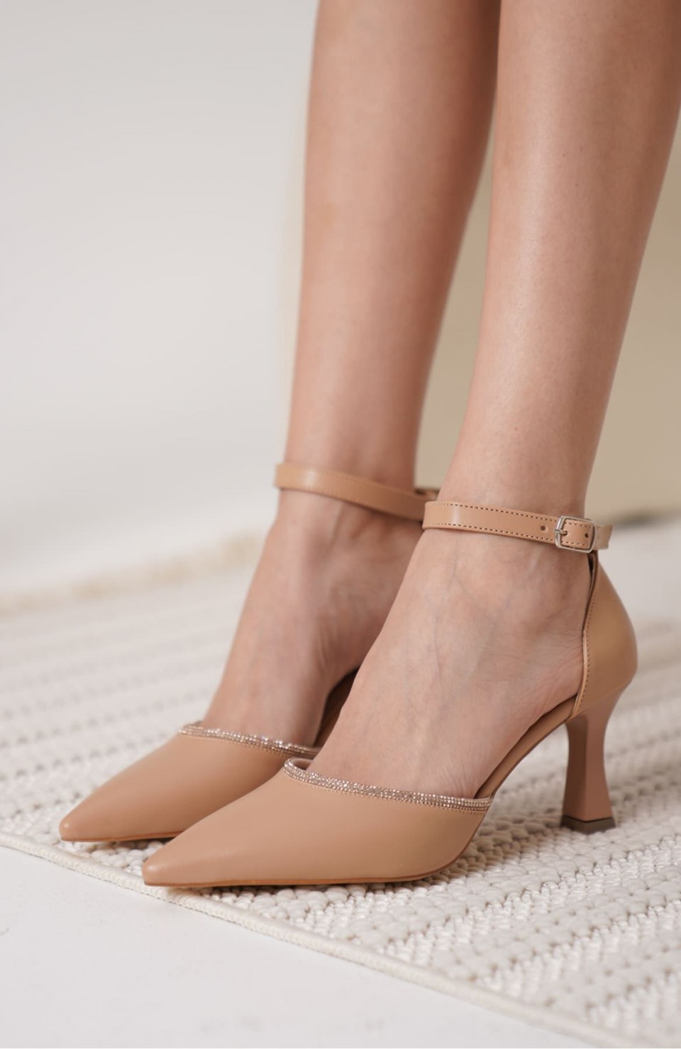 Taşlı Kadın Nude Topuklu Ayakkabı TR12MS02D Somersan Giyim | Kadın, Erkek ve Çocuk Moda
