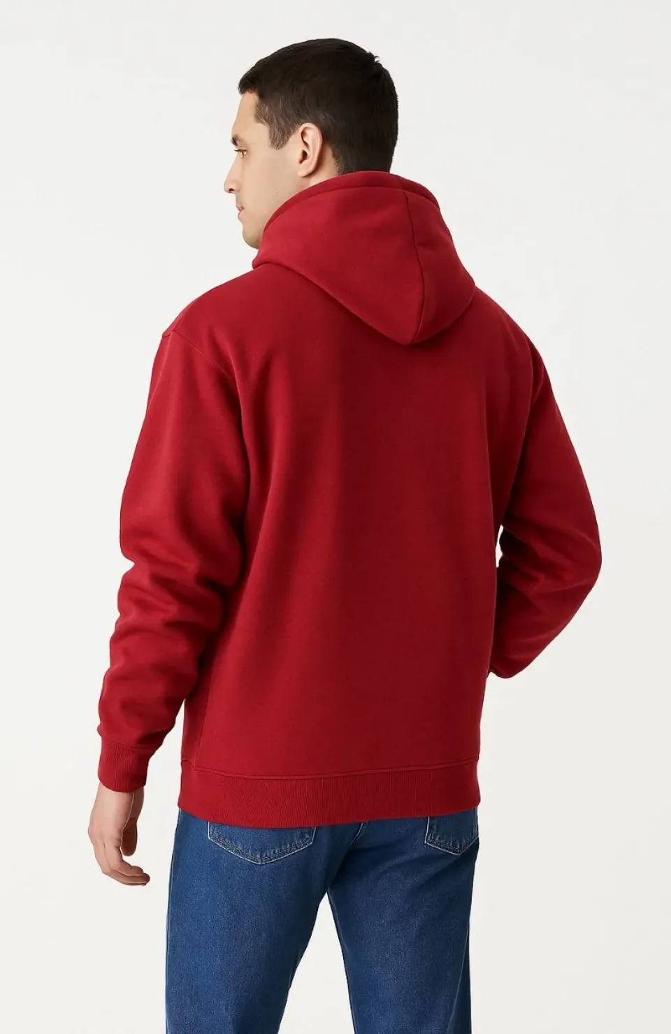 Samuray Ninja Çift Kapşonlu ZIP Fermuarlı Kanguru Çepli Tam Fermuarlı Hoodie Swetshirt - Kırmızı