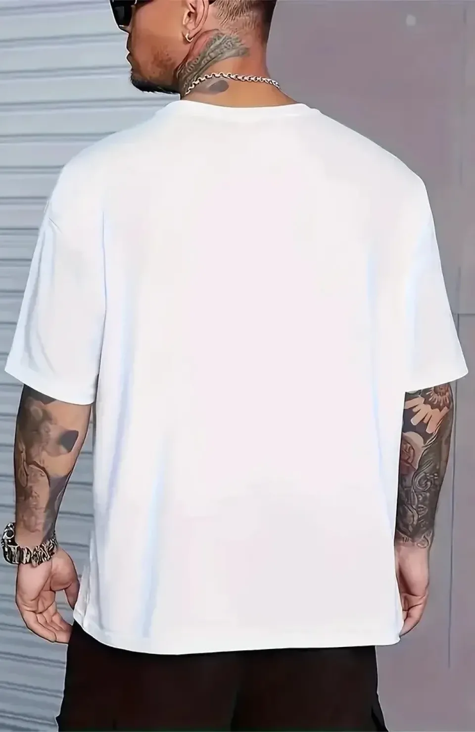 erkekler için Ön Arka Baskılı PERFECTLY günlük Kısa Kol tişört - Beyaz