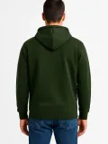 Erkek Üç İplik Kapüşonlu Tam Fermuarlı Kanguru Cepli Sweatshirt Hoodie - Haki