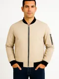 Erkek Bomber Mont Ceket – Fermuarlı, Kapitone İçi Astarlı, Su İtici Kumaş, Regular Fit, Uzun Kollu, Yandan Cepli, Bahar & Kış Rahat Günlük Stil - Bej