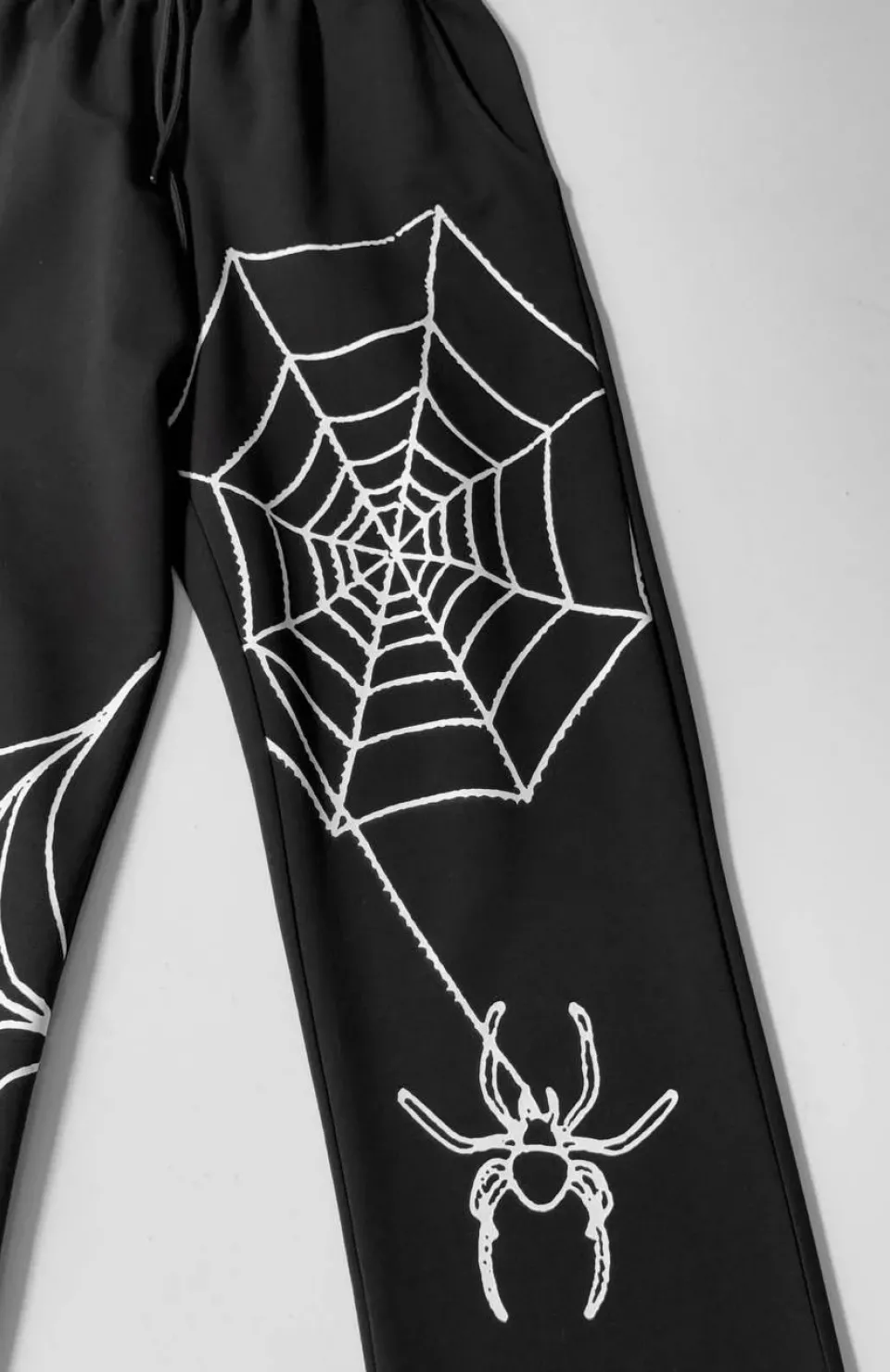 İki İplik Kumaş Örümcek Baskılı Esofman - Siyah