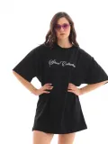 Unisex Bisiklet Yaka Baskılı Oversize T-Shirt - Siyah Somersan Giyim | Kadın, Erkek ve Çocuk Moda