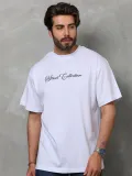 Unisex Bisiklet Yaka Baskılı Oversize T-Shirt - Beyaz Somersan Giyim | Kadın, Erkek ve Çocuk Moda