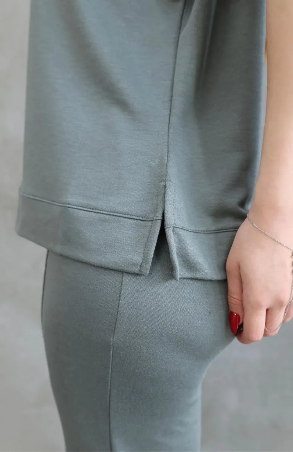 Osy Modal Yumuşak dokulu Kumaş Bisiklet Yaka Kısa Kollu Takım - Mint Yeşili