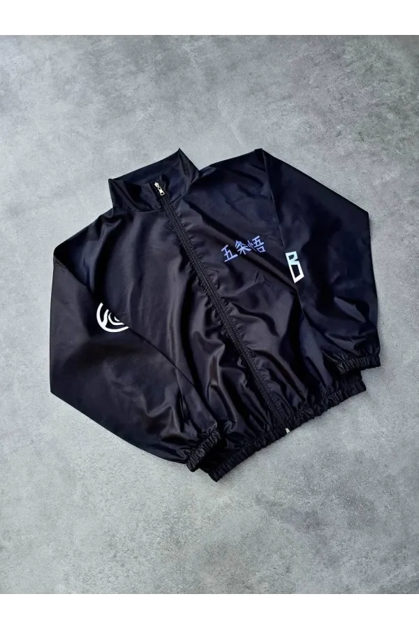 Fermuarlı Dijital Baskılı Rüzgarlık - Siyah