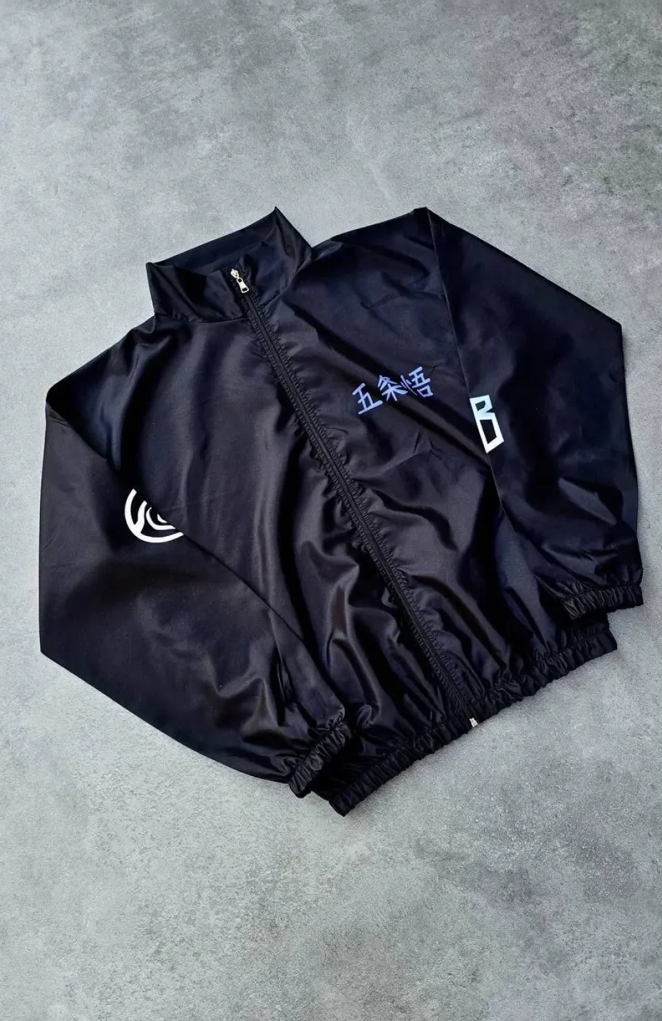 Fermuarlı Dijital Baskılı Rüzgarlık - Siyah