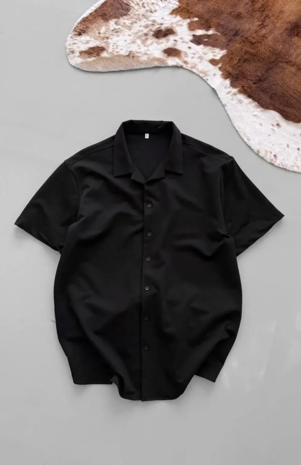 İki İplik Kumaş Gömlek - Siyah
