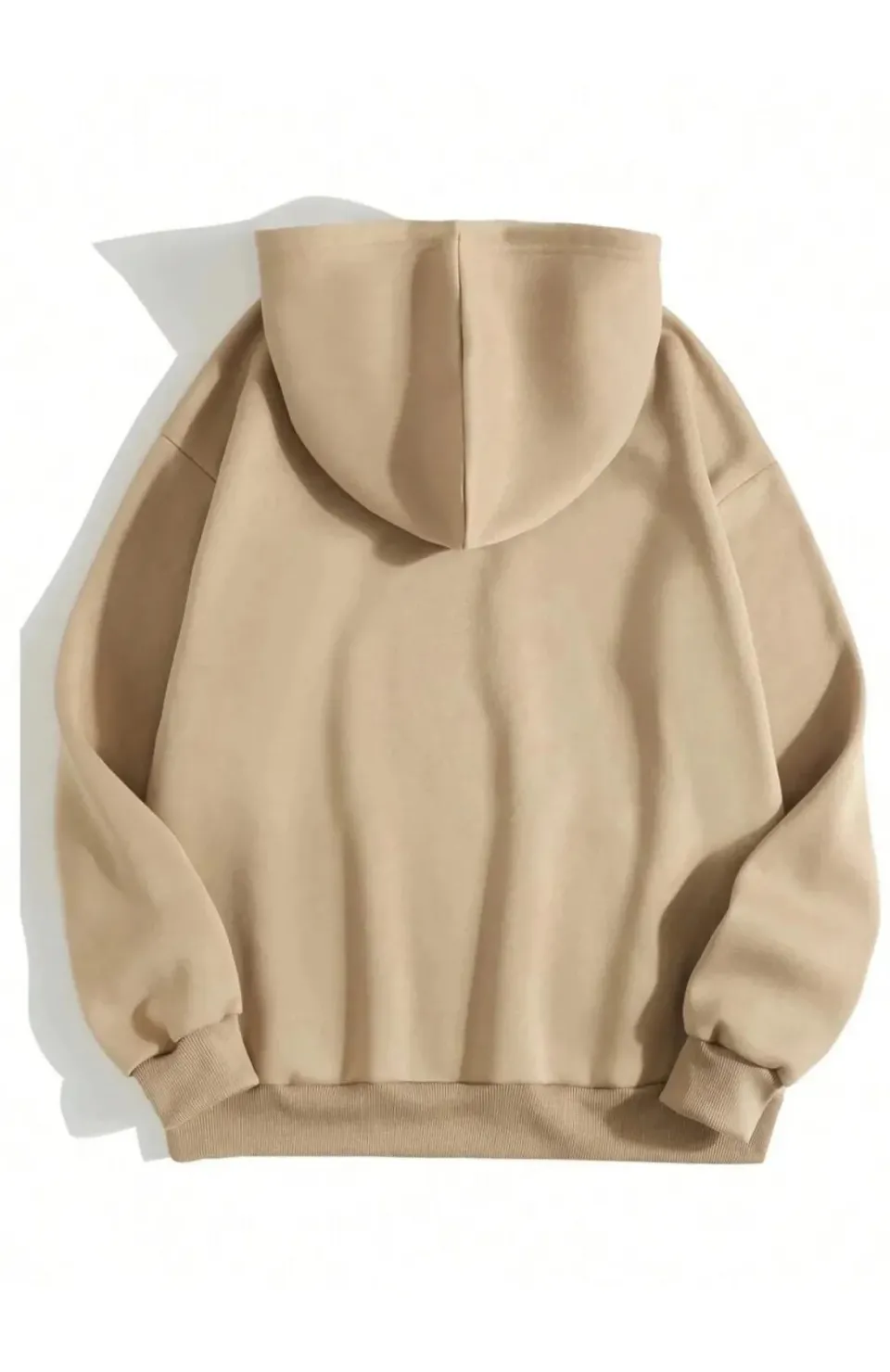 Erkek Düz Kapüşonlu Sweat - Bej