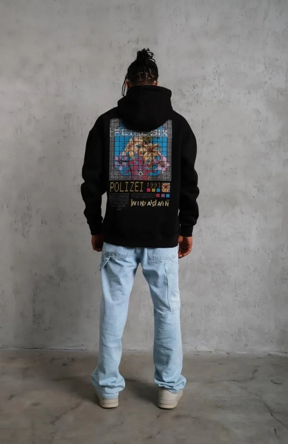 Erkek Patel Six Baskılı Kapüşonlu Sweat - Siyah