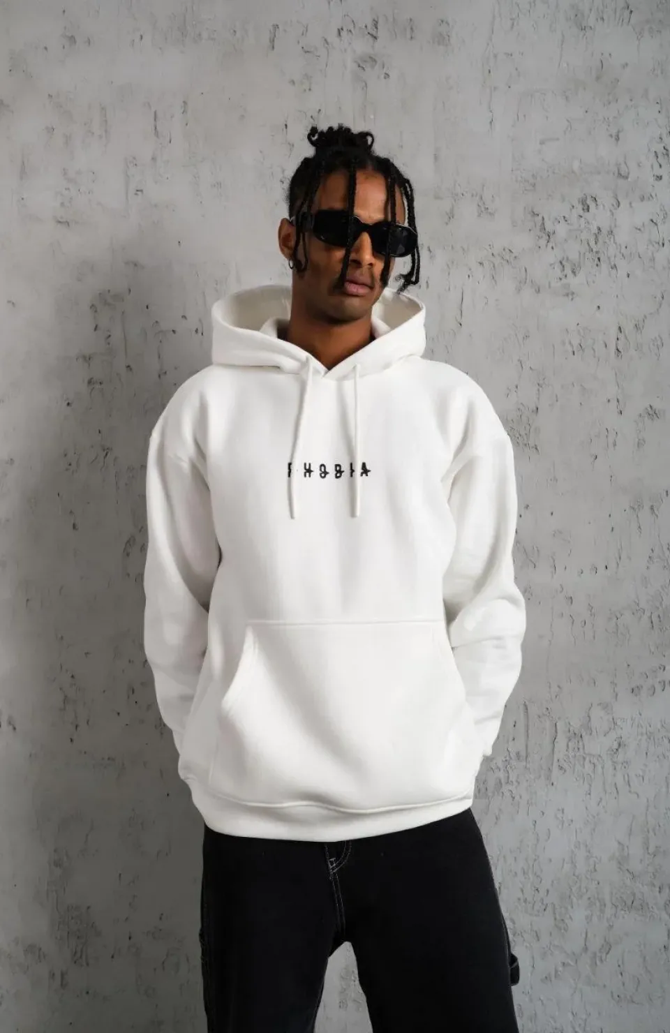 Erkek Astronot Baskılı Kapüşonlu Sweat - Beyaz