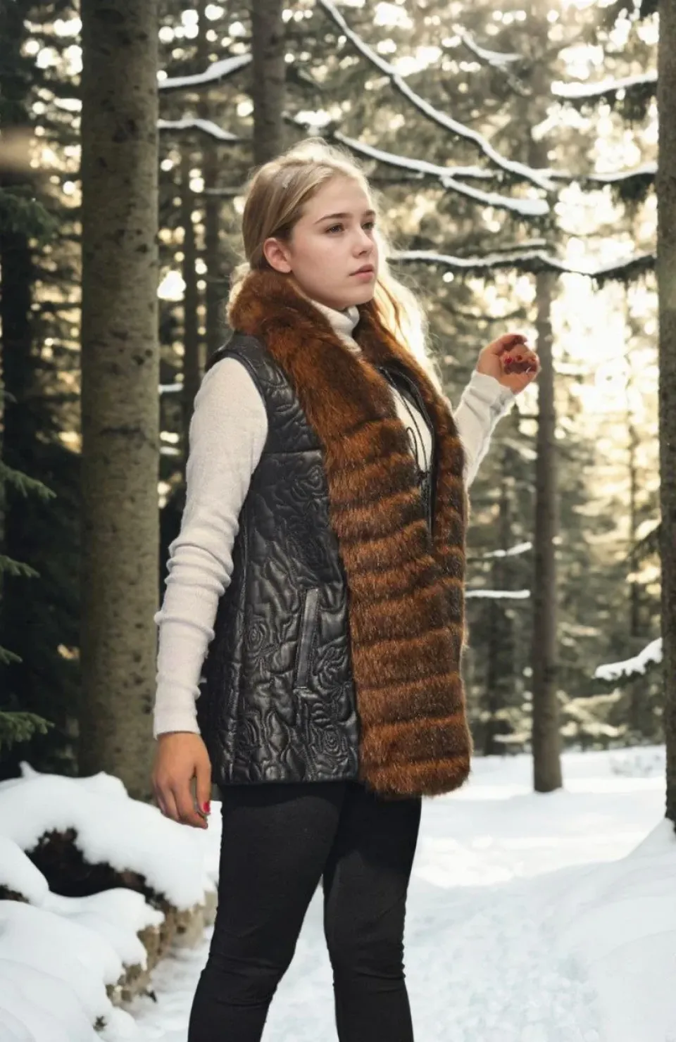 Kadın Kolsuz Fermuarlı Yelek - Siyah