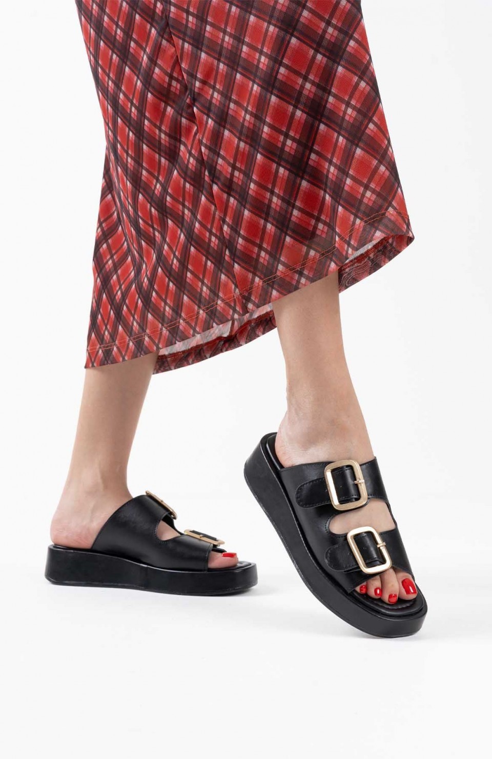 Siyah Cilt Tokalı Terlik TR17MY01A Somersan Giyim | Kadın, Erkek ve Çocuk Moda