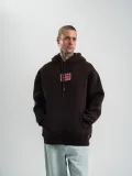 Double Oversize Kapşonlu Dijital Patchli SweatShirt - Kahve Somersan Giyim | Kadın, Erkek ve Çocuk Moda