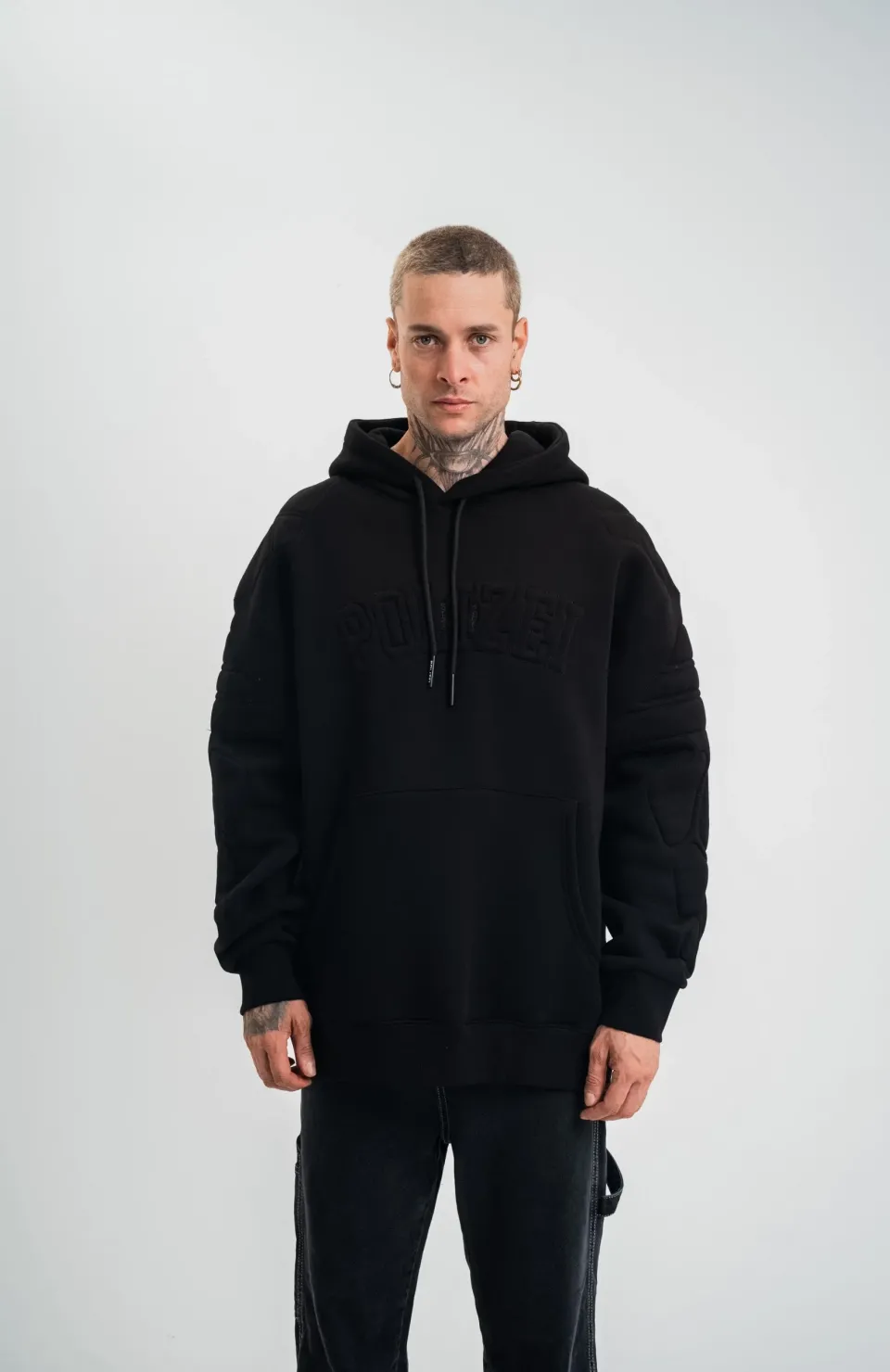 Double Oversize Kapşonlu Nakışlı SweatShirt - Siyah Somersan Giyim | Kadın, Erkek ve Çocuk Moda