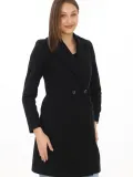 Düğmeli İçi Astarlı Kadın Kaşmir Kaşe Kaban - Siyah Somersan Giyim | Kadın, Erkek ve Çocuk Moda