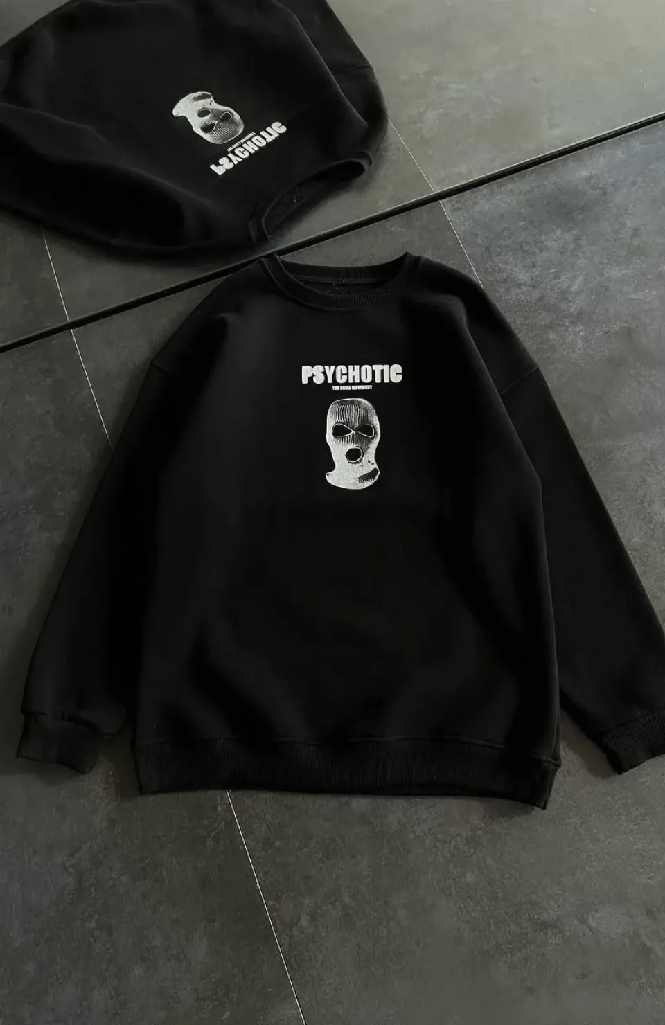 Kışlık Bisiklet Yaka Baskılı SweatShirt - Siyah Somersan Giyim | Kadın, Erkek ve Çocuk Moda