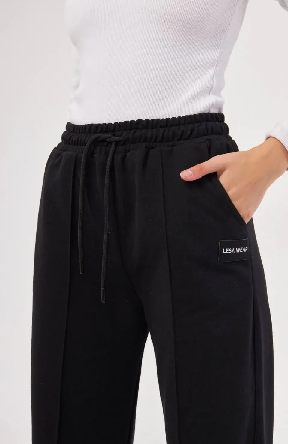 İki iplik Bol Paça Eşofman Pantalon - Siyah