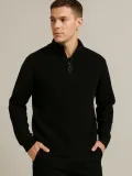 Erkek Yarım Fermuarlı Triko Kazak – Selanik Örgü, Dik Yaka, Pamuklu Dokuma, Regular Fit Uzun Kollu Kışlık Model - Siyah Somersan Giyim | Kadın, Erkek ve Çocuk Moda