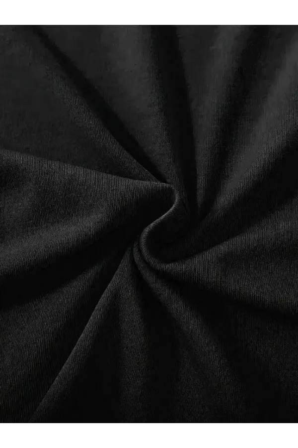 fiyonk Ön Arka baskılı siyah oversize unisex Kısa Kol t-shirt- Siyah